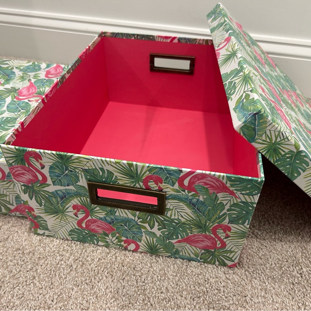 Decorative Storage Boxes - Large - Pink and Green Flamingo Print - Picture 2 of 5